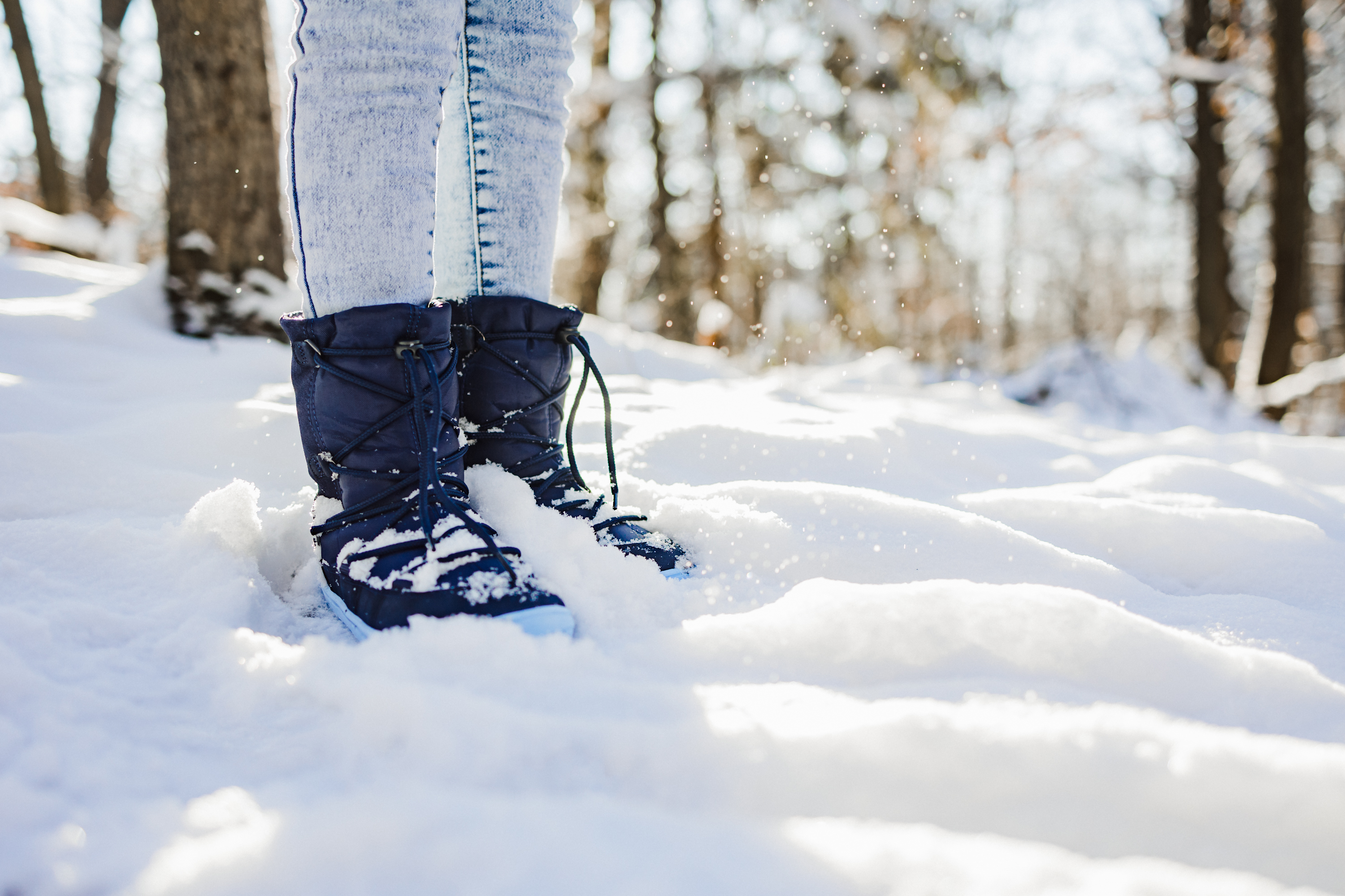 Barefoot bambini scarpe invernali Be Lenka Snowfox Kids 2.0 - Dark & Light Blue.