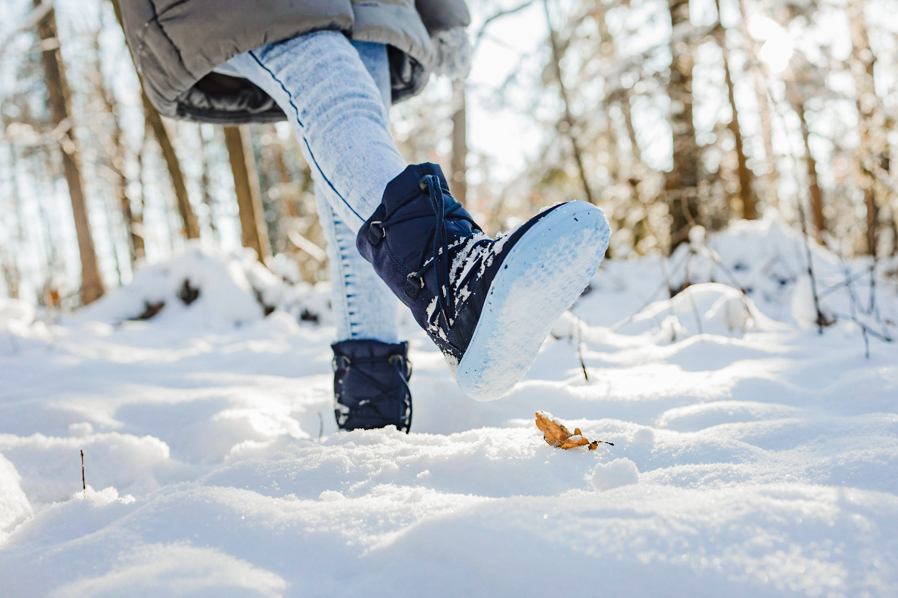 Barefoot bambini scarpe invernali Be Lenka Snowfox Kids 2.0 - Dark & Light Blue.