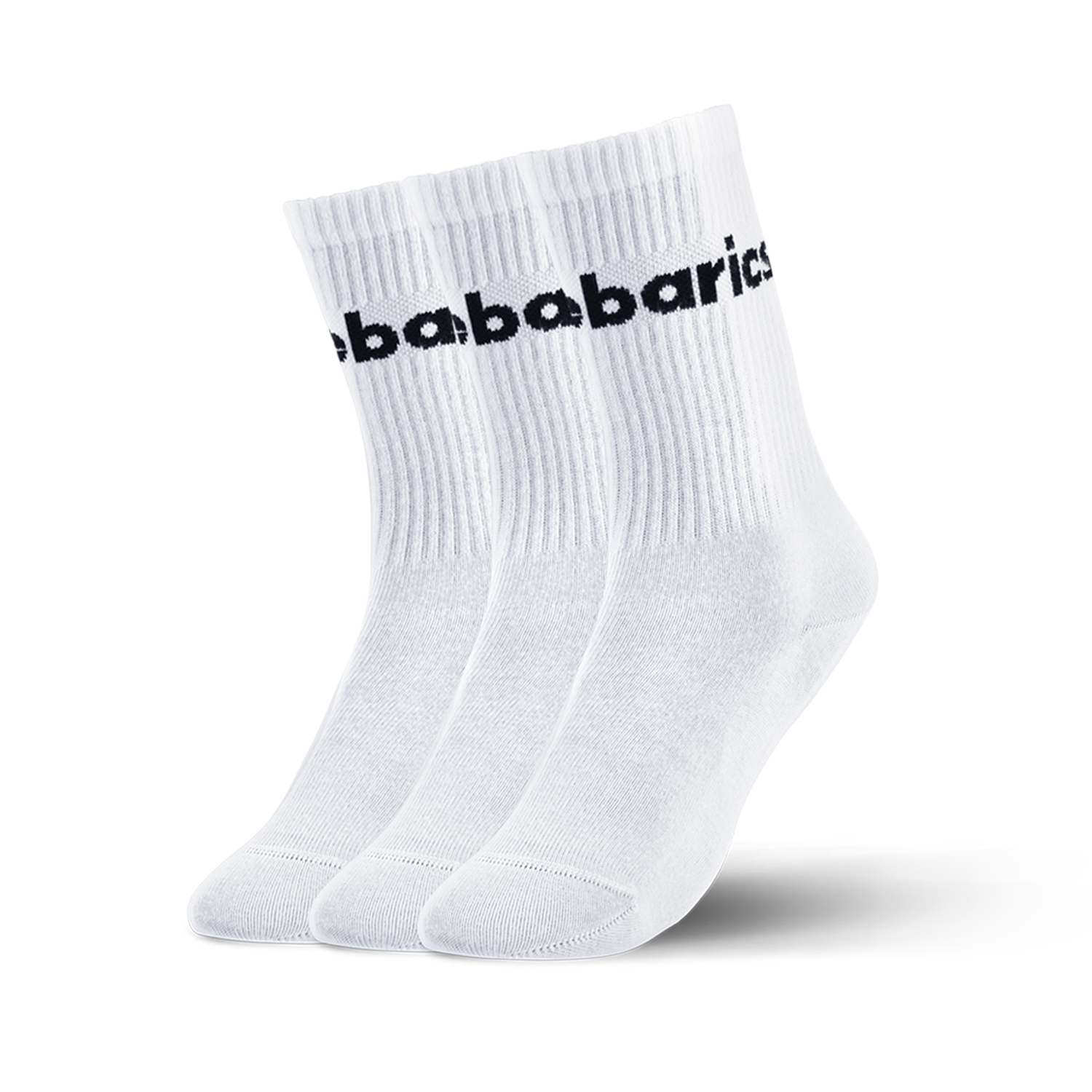 Barebarics - Barefoot calzini - Crew - White - Big logo - 3 pack