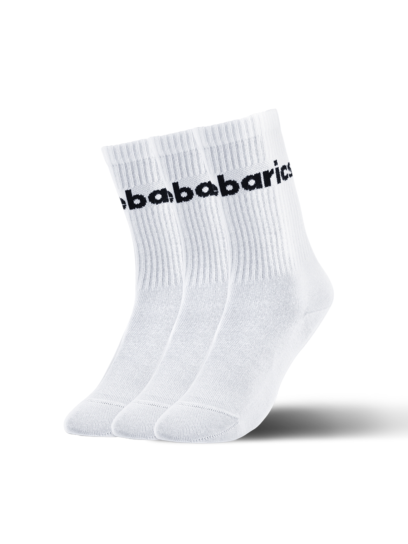 Barebarics - Barefoot calzini - Crew - White - Big logo - 3 pack